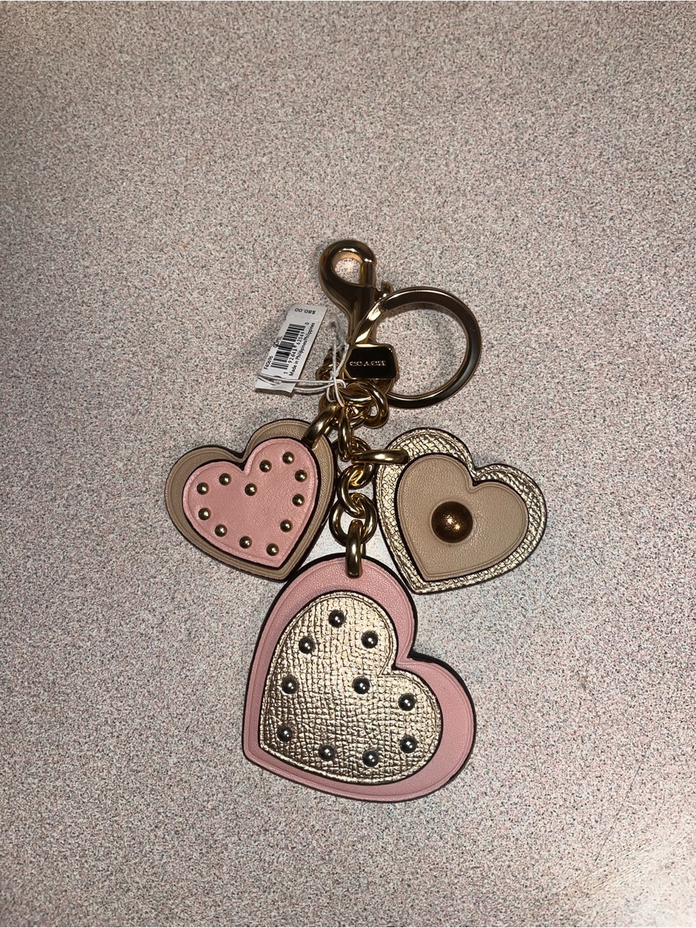 Coach Pink Heart Cluster Bag Charm Rare - Picture 2 of 3